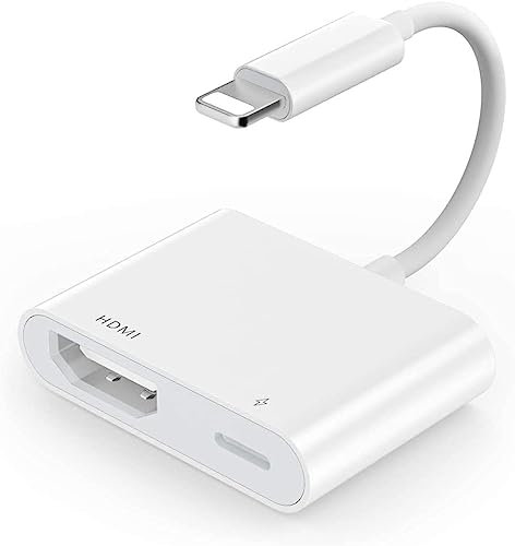 AGEEMY Lightning HDMI Adapter für iPhone, 1080P Digital AV Adapter, Video & Audio Sync, Bildschirm Spiegelung, Weiß, 1 Count