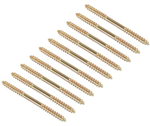 TOP-VIGOR 24Pcs Hanger Bolts, M5x65mm Double Ended Self-Tapping Thread Wood to Wood Dowel Screws, Double Ended Dowel Screws, Screw Dowels Hanger for Wood Connecting