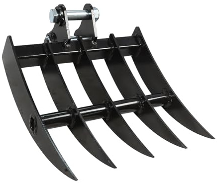 Jecoupoon Mini Excavator Wide Backhoe Rake 0.8T-1.5T Mini Excavator Attachment Span 90MM/3.54In Center Distance 90MM/3.54In Hole Diameter 25MM/0.98In