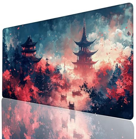 Tapis de Souris xxl 1400 x 600 x 3mm, Grand Tapis Bureau Arbre, Bords Cousus Antidérapant et Imperméable, Tour Mouse Pad Compatible Clavier Sans fil et Souris Sans Fil, Bureau Gaming Accessoire 552GYL