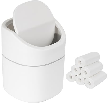 JOYFIER 2 L Mini-Tischmülleimer mit 180 Müllbeuteln, Weiß