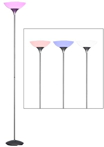 RGB LED Decken-Fluter Steh Stand Lampe Leuchte Beleuchtung Titan-Farbig Wohn Schlaf Büro Zimmer Licht inkl. Fernbedienung Farbwechsler