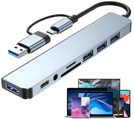 Estación de Acoplamiento de la computadora portátil - Compact Build, USB C Hub | Solución de Acoplamiento por computadora de Doble Puerto con Soporte de Potencia de Transferencia rápida para lectores