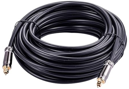 5M Premium Toslink Optical Audio Cable High Fidelity Digital Fiber Optic Cord for Home Theater, Sound Bar, Gaming Consoles Durable Nylon Braided Design Gold-Plated Connectors