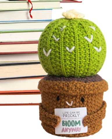 Genérico Planta De Ganchillo | Planta En Maceta Hecha A Mano | Adorno De Escritorio Hecho A Mano En Forma De Cactus para Niños Adolescentes Y Practicantes De Mindfulness