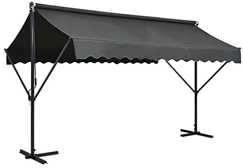 Tenda da Sole Autoportante, 400x300 cm, Tessuto Poliestere Impermeabile con Rivestimento PU, Struttura in Acciaio Verniciato, Ombreggiatura UV, per Giardino e Terrazza, Colore Antracite
