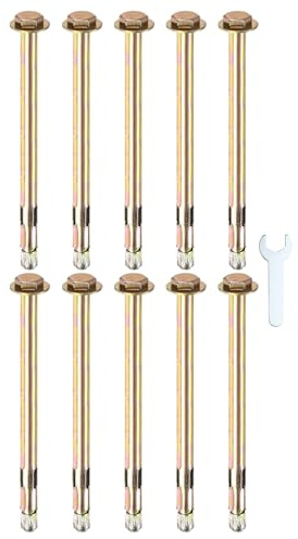 M METERXITY 10er Pack Sechskant Spreizdübel M8x150mm Farbverzinkter Eisen-Kohlenstoffstahl Externer Sechskant Spreizdübel Mit 14mm Schraubenschlüssel Rostschützender Metall Dübel Für Beton