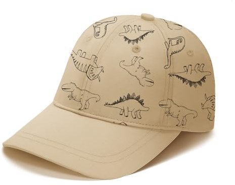 TOMEEK Solhatt barn baseballkeps söt dinosaurie fritid keps barn unisex justerbar baby bomull utomhus sporthatt pojkar och flickor anti-UV-kepsar, kaki, XL