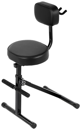 GCCSJ Adjustable Stool Storage Bench with Guitar Holder and Easy Lift, Multifunctional Seat for Living Room, Music Practice, Bedroom, 18x18.9 Inch PU Leather