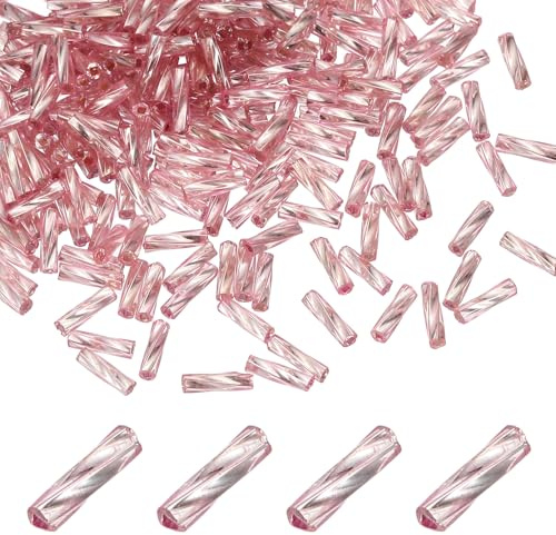 QUARKZMAN 1500Pcs Perline A Bugne In Vetro 6x2mm Mini Perline Viola Rosa | Per DIY Orecchini Bracciali Collane Creazione Di Gioielli Ricamo, Perline Sciolte Spaziatrici In Vetro, A Tubo Lungo