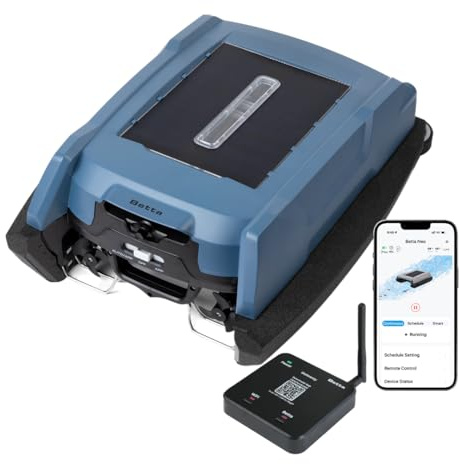 Betta Neo Solar-Powered Robotic Pool Skimmer with App Control & Ultra Long-Range Gateway System, Weather-Adaptive & Scheduled Cleaning, Dual Charging Options, for In-Ground & Above-Ground Pools (Blue)