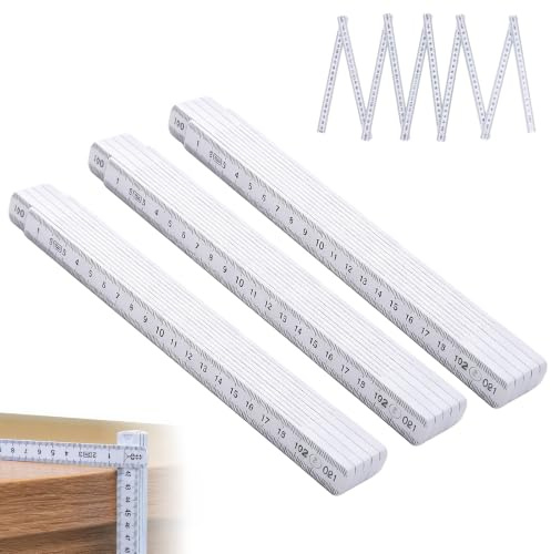 3 Piezas Metro Plegable Blanco 2 Metros de Plástico | Ligero y Resistente Mediciones Precisas Ideal para Taller Bricolaje y Escuela