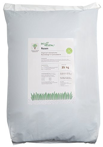 BioVegetal organisch-mineralischer Rasen-Dünger mit Guano und natürlicher Langzeitwirkung durch Fixierung der Nährstoffe durch Ton, 25 kg Sack