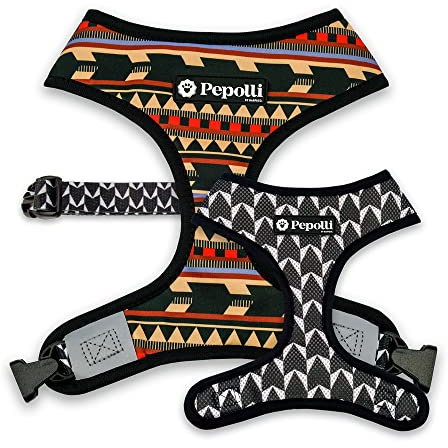 Pepolli Hundegeschirr verstellbar | Geschirr für Franz. Bulldogge, Frenchie, Frenchbulldog, Mops (M (Hals 37–40 cm, Brust 51–71 cm)