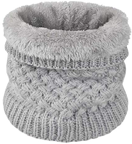 Yuson Girl Unisexo Bufanda Cuello Tubular de Punto Térmica con Forro Polar Pasamontañas Calentador Braga de Cuello Cálido Invierno Hombre Mujer para Running Esqui Ciclismo(Gris*1)