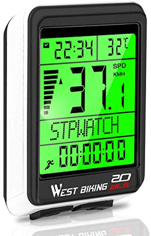 ICOCOPRO Fahrradcomputer Fahrrad Kilometerzähler Kabelloser wasserdichter großer LCD-Bildschirm 5 Sprachoptionen Fahrradcomputer Automatisches Aufwachen und Schlafen Multifunktion