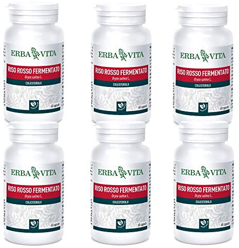 Erba Vita Integratore Alimentare di Riso Rosso Fermentato - 60 Capsule (6 Confezioni da 60 Capsule)