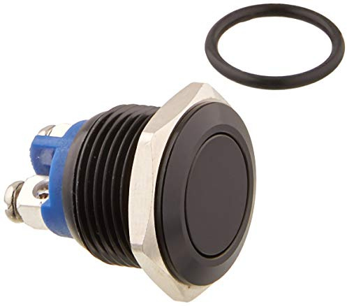 Bestgle 16 mm 5/8 Interrupteur à Bouton-poussoir Momentané en métal 3A/250V AC SPST 1NO Interrupteur de Voiture Industrielle - Coque Noire