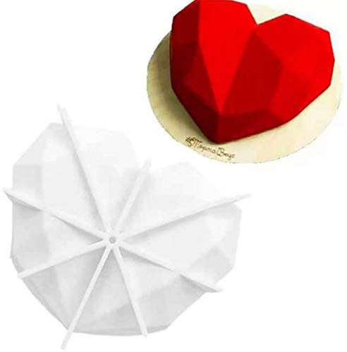 WOIWO 1 molde de silicona desmontable para mousse de corazón, molde de silicona para hornear y repostería, molde de chocolate para tartas