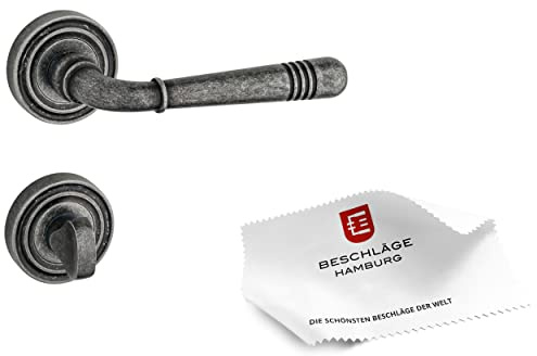 Beschläge Hamburg Türgriffe Türbeschlag Emily ART 70-07Z DAS WC — Türklinken mit WC-Verschluss für Badezimmer und Toilette — Türdrücker für Innentüren, Dark Antique Steel