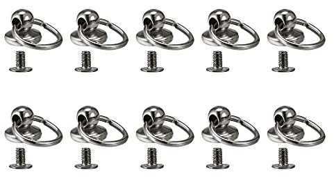 sourcing map 10 Piezas 0.5 Pulgadas Junta Tórica Botón Tenue Gris | Prisionero Perno Remache Tornillo Zinc Aleación Tornillos Remache con Tracción Anillo Hebilla, para Bricolaje Cuero Artesanía