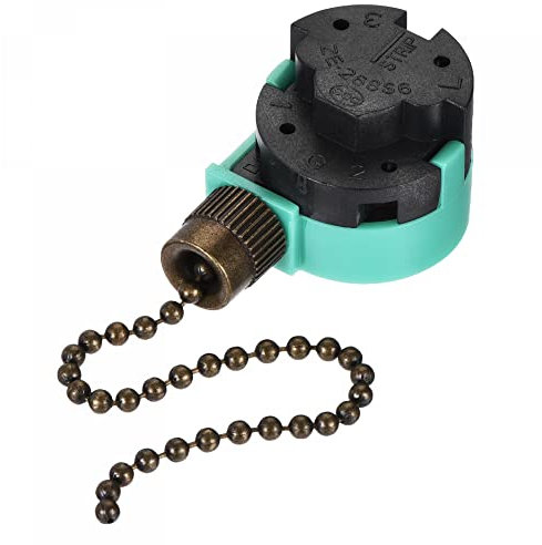 sourcing map Tracción Cadena Interruptor 3 Velocidades 4 Cables Reemplazo ZE-268S6 para Techo Ventilador Lámpara Luz Verde Bronce