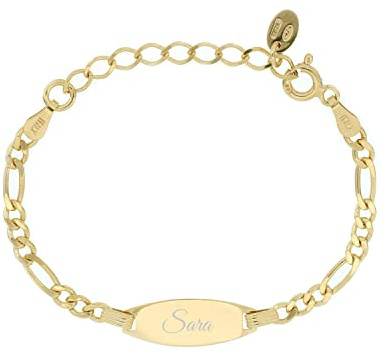 Giuzi Bracciale per Neonati o Ragazzi con Targhetta Personalizzabile in Argento 925 (oro, 13)