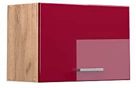 Vicco Hängeschrank R-Line, Rot Hochglanz, 60 cm | Nach oben öffnende Tür · ✓ Über der Dunstabzugshaube · Tiefe – 31 cm · ✓ Frei kombinierbar · 1 Tür