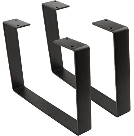 Osring 14 Inch Coffee Table Legs U-Shaped, 2pcs Metal Furniture Leg, Black