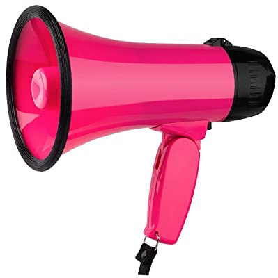 Oshhni Mégaphone portatif de mégaphone enregistrant Le Haut-Parleur léger de mégaphone de Voix d'alarme de 25W, Rose Rouge