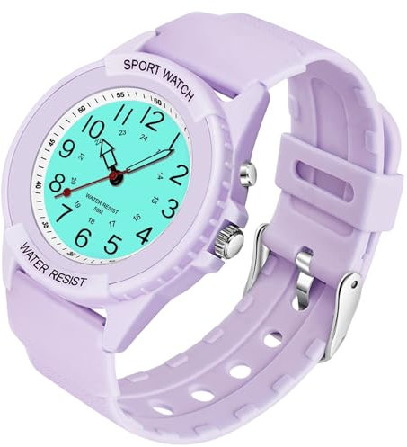 TENOCK 50M Waterproof Watch for Women Men with Night Light Ladies Analogue Quartz Watch for Nurse Sporty for Fashionable Casual Matching or Sports Activity (Purple)
