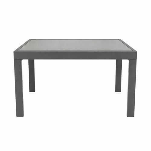 Mar.c.a. Design - Mesa de comedor extensible hasta 240 cm, moderna, tapa de cristal y base de metal gris - Medidas: 120 x 90 x 75 cm