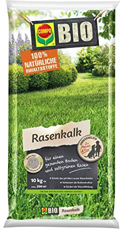 COMPO BIO Rasenkalk, Zur Erhöhung des pH-Werts saurer Böden, Für 200 m², Feingranulat, 10 kg
