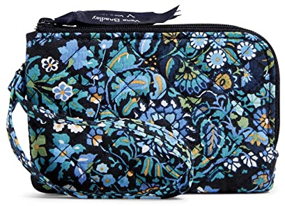 Vera Bradley damplånbok i bomull med dubbla dragkedjor och RFID-skydd., onesize