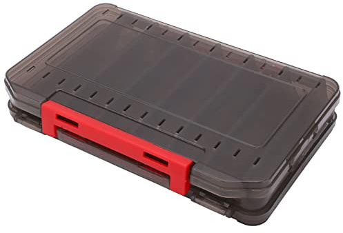 Naroote Caja de Señuelos de Pesca, Caja de Señuelos de Doble Cara Resistente Al Desgaste Antipérdida de Almacenamiento Rápido Ventilación Transpirable con Asa para Pesca (Gris)