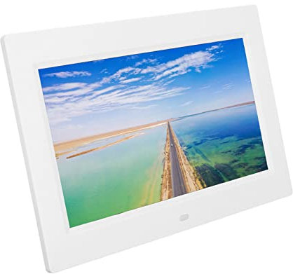 10 Zoll Digitaler Bilderrahmen, Klassischer HD-Videorahmen, HD 1024x600 LED Elektronischer Bilderrahmen mit Fernbedienung, Bild Teilen, Musikvideo, Weiß