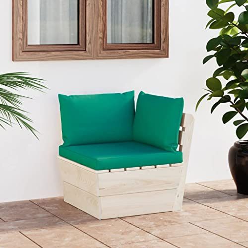 FIRBNUS Canapé d'angle en palettes avec coussin en bois d'épicéa imprégné - Meuble d'extérieur - Canapé d'angle - Balcon - Mobilier de jardin - Mobilier en palettes - Meubles de balcon - Meubles de