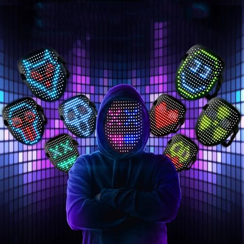 Yontwe LED Mask Luminous Masks 25 Animations, 25 Pictures, Induction Switch Masks for Parties Carnival Gift Unisex Halloween LED Mask Shining