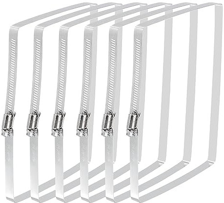 uxcell Rectangular Hose Clamps, 8 x 6 304 Stainless Steel Square Duct Pipe Clamp for Ducting, Securing Hose, Cable and Bridge Project Application, Pack of 6