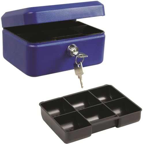 Reskal Caisse à Monnaie En métal 8 x 15,2 x 11,5 cm bleue