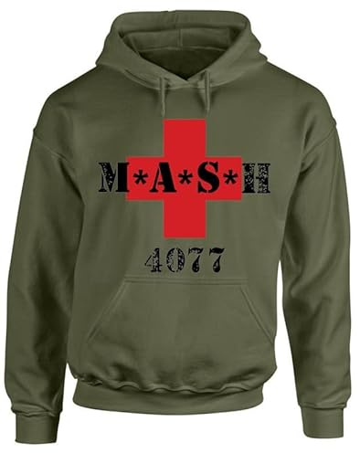 Darkwear MASH AMERICAN HOODY MASH TV Series 4077TH US Army Hoodie Sweatshirt Hood (OLIVE HOODY - M)