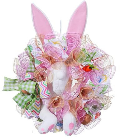 Ostern Deko Türkranz Osterkranz Haustür Frühling Osterkranz, Osterkranz, Haustür, Hase, Osterkranz, Osterdekorationen, Frühlingskranz, Frühlings Kranz Türkranz mit Blumen Dekoration (Pink, One Size)