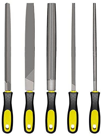 Juegos de herramientas manuales, juego de limas de 5 piezas, herramientas de limas de metal con asas, juego de limas de madera for joyería de metal, azulejos de cerámica, vidrio, piedra, madera(Size:4