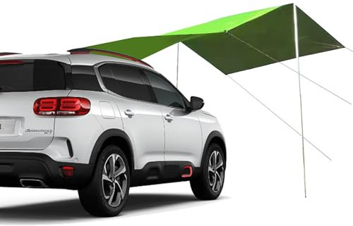 Toldo Furgoneta Camper Lateral Lona Grande para Tienda de Campaña para Coche, Hamaca Hexagonal Impermeable Portátil, Mosca para la Lluvia, Protección Solar y PU 2000mm Impermeable ( Color : Green , Si