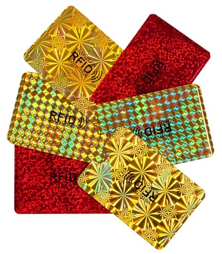 Off-Block Glamour SeET Lot de 6 étuis de protection RFID NFC Blocker EC Protection dernière génération 2024 contre le vol de données et le vol de données pour protéger vos cartes à puce, Gold1, rouge,