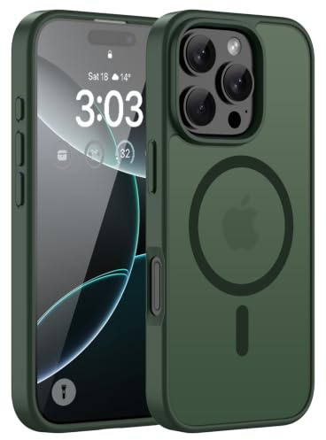 ORDA für iPhone 16 Pro Hülle, Kompatibel mit MagSafe, Grün | Durchscheinend Rückseite, Matt Magnetische Handyhülle, Stoßfest Kratzfeste Schutzhülle