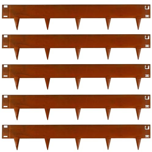 UNIGARDIA Bordura Corten per Giardino in Metallo per Prato 5 m - Bordatura Aiuole Giardino Alta 185 mm - Bordure per Aiuole Flessibile, Corten