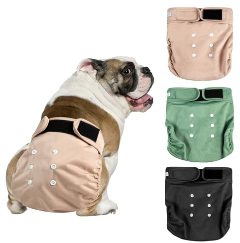Langsprit Windeln für Hündinnen, ohne Schwanzloch, wiederverwendbare Windeln für Welpen, französische Bulldogge, für Periodenhitze geeignet, waschbar, für Hündinnen, klein, mittel, groß (S, Rosa,