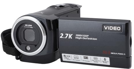 Sxhlseller Caméra DV HD 2,7 K pour Enfants, Caméscope Vidéo à Zoom Numérique 50 MP 16x avec écran de 2,8 Pouces, 1 Batterie 1500 MAh, Carte SD Non Incluse