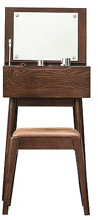 ZONABSQQ Schminktisch Schminktisch aus massivem Holz, Schminktisch-Set mit Hocker, Schlafzimmer, multifunktionaler Schminktisch mit verstecktem Schminkspiegel Multifunktion